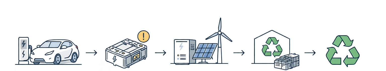 איור מחזור החיים של סוללה בחיים שניים